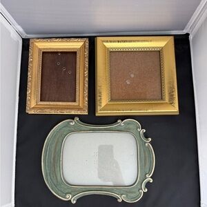 Vintage style Gold and Green small Picture Frame lot of 3 boho baroque